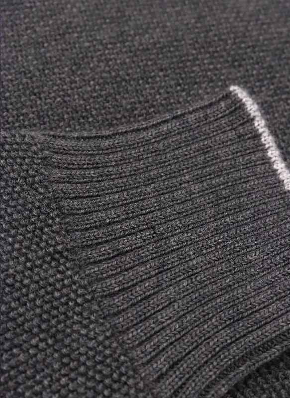 Basic Version Men's Tollegno Merino Wool Crew Neck Sweater in Dark Grey Mélange