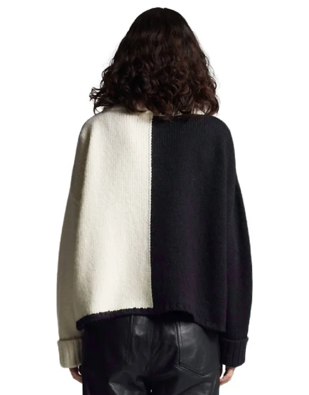 Trendy Layers Maeve Sweater In Ivory Black Combo