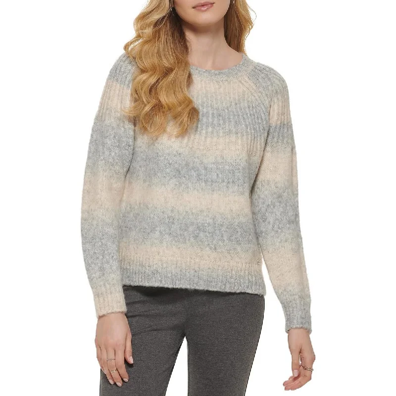 Relaxed Wear DKNY Womens Striped Pullover Crewneck Sweater