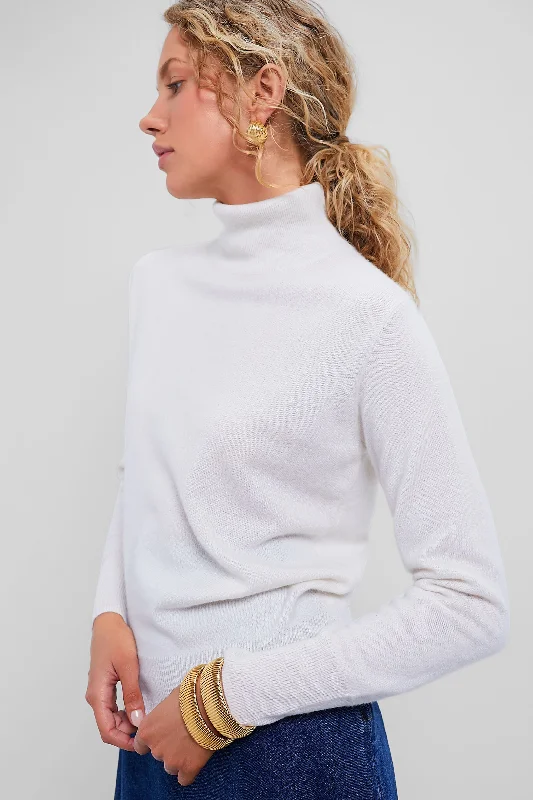 Relaxed Dresses Ivory Cashmere Turtleneck Sweater