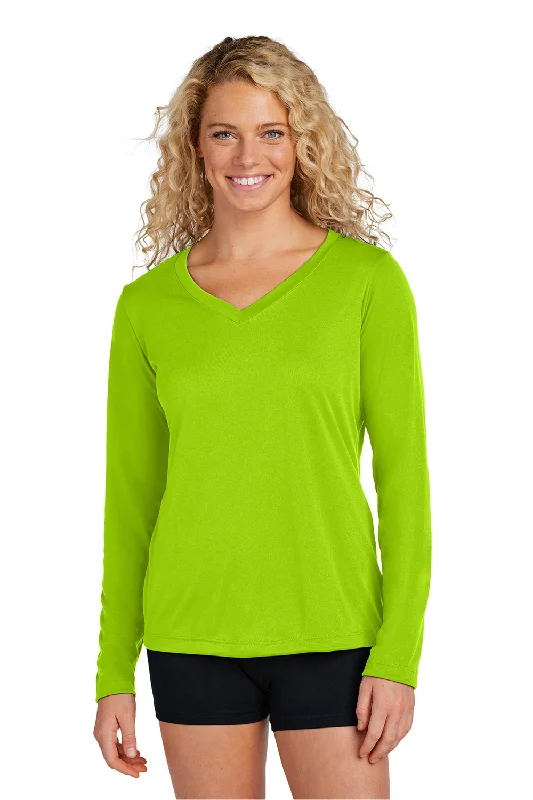 Minimal Comfort Sport-Tek Womens Competitor Moisture Wicking Long Sleeve V-Neck T-Shirt - Lime Shock Green Minimal Comfort Sport-Tek Womens Competitor Moisture Wicking Long Sleeve V-Neck T-Shirt - Lime Shock Green