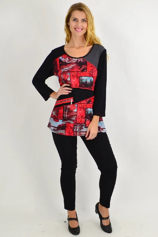Fashion Must-have Red Autumn Delight Tunic Top
