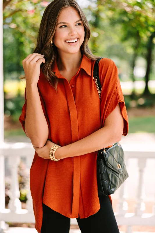 American Style Think It Through Rust Orange Top