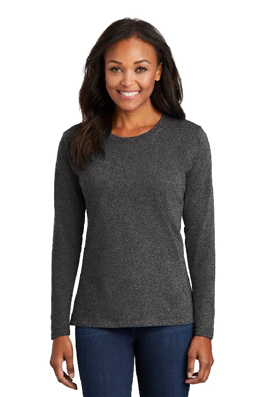 Energy Plan Port & Company Womens Core Long Sleeve Crewneck T-Shirt - Heather Dark Grey