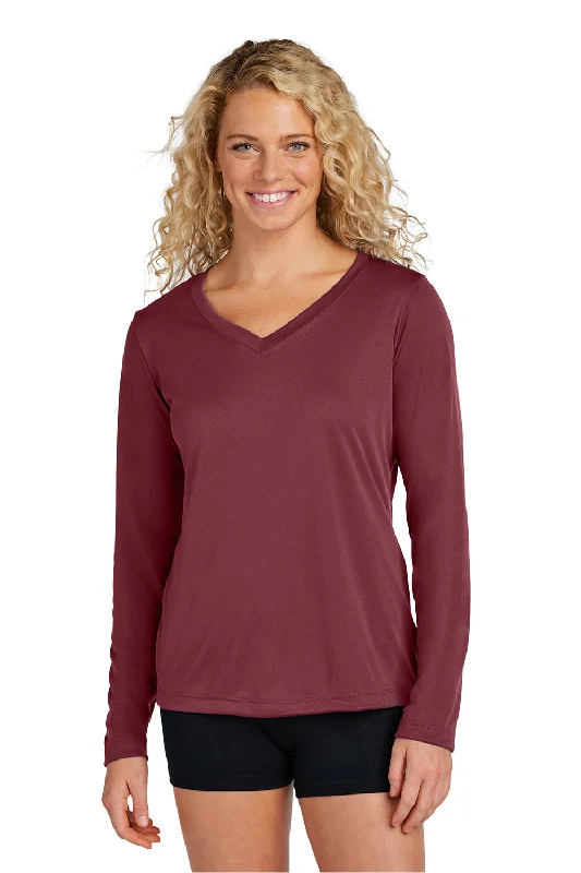 Trendy Wear Sport-Tek Womens Competitor Moisture Wicking Long Sleeve V-Neck T-Shirt - Maroon - Closeout Trendy Wear Sport-Tek Womens Competitor Moisture Wicking Long Sleeve V-Neck T-Shirt - Maroon - Closeout
