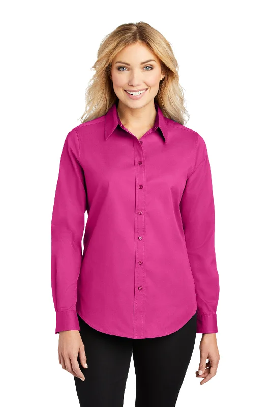Casual Wear Port Authority Womens Easy Care Wrinkle Resistant Long Sleeve Button Down Shirt - Tropical Pink - Closeout Casual Wear Port Authority Womens Easy Care Wrinkle Resistant Long Sleeve Button Down Shirt - Tropical Pink - Closeout
