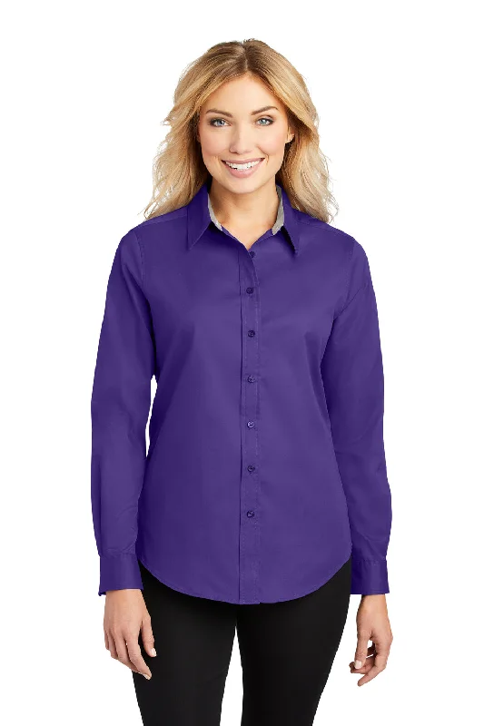 Casual Chic Port Authority Womens Easy Care Wrinkle Resistant Long Sleeve Button Down Shirt - Purple Casual Chic Port Authority Womens Easy Care Wrinkle Resistant Long Sleeve Button Down Shirt - Purple