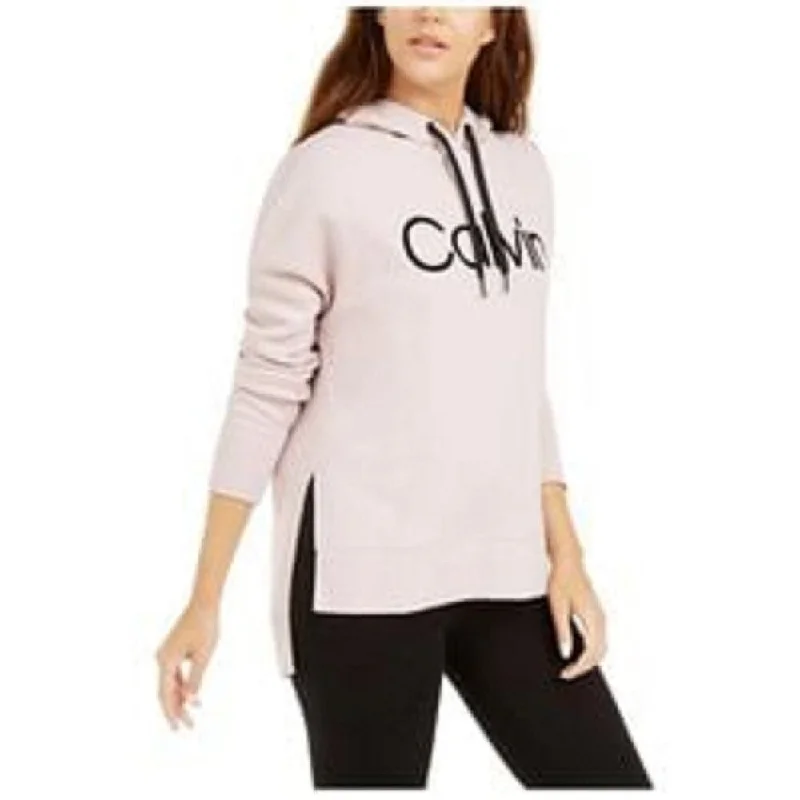 Integrated Design Calvin Klein Women's Performance Velvet-Logo High-Low Hoodie Pink Size Small Integrated Design Calvin Klein Women's Performance Velvet-Logo High-Low Hoodie Pink Size Small