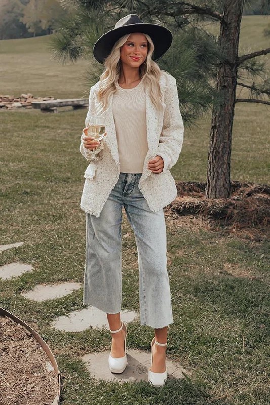 Comfortable And Simple Charming Smile Tweed Blazer