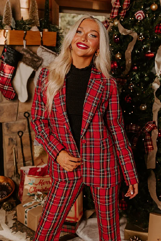 Comfortable Tops Festival Feels Plaid Blazer