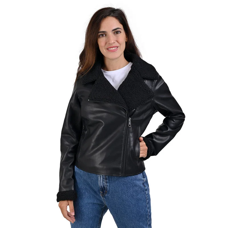 Beautiful Romance LEE Women's Biker Jacket With Fur