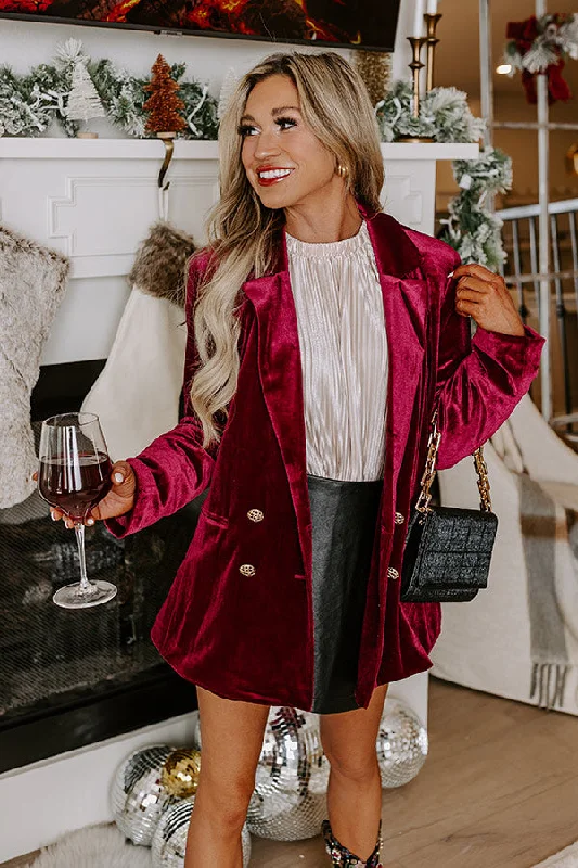 Luxury Classic Luxe Lane Velvet Blazer In Wine