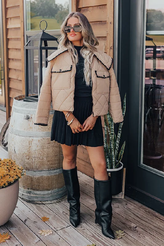 Soft Trends Uptown Girl Quilted Jacket in Khaki
