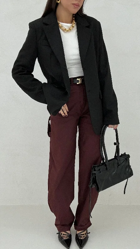 Noble Temperament Jeans ‘BALLON’ ecopelle Bordeaux