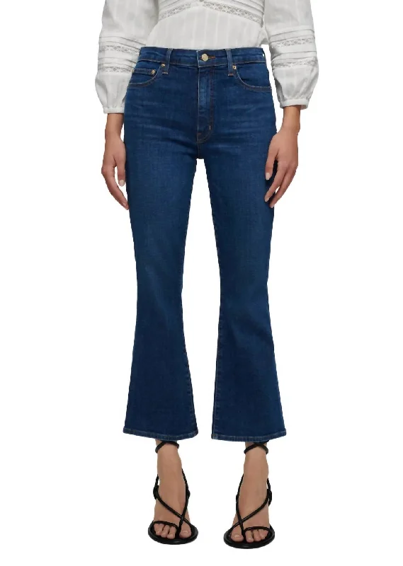 Tropical Style High Rise Crop Flare Jeans In Bleecker