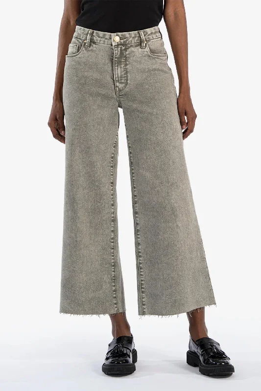 High-end Fabrics Meg High Rise Wide Leg In Sage Green