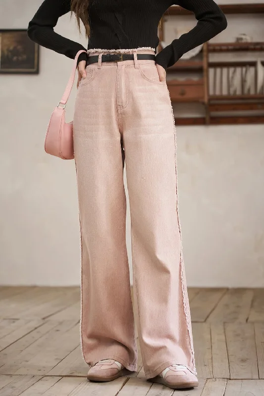Simple Solid Color Denim Jeans for Women