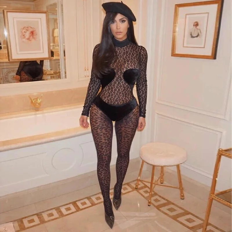 Easy Fashion Kim's Animal Sexy Mesh Jumpsuit