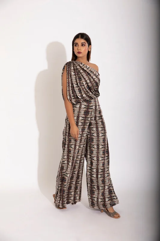Carefree One Shoulder Drape Jumpsuit