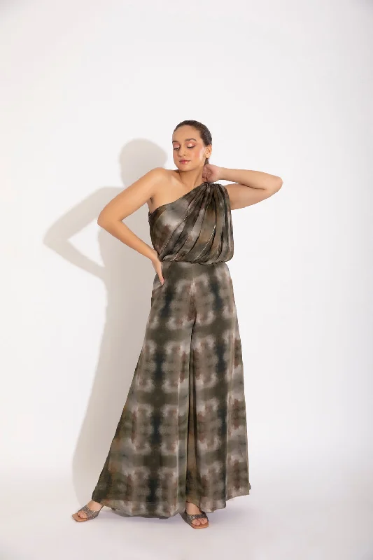 Casual Style One Shoulder Drape Jumpsuit