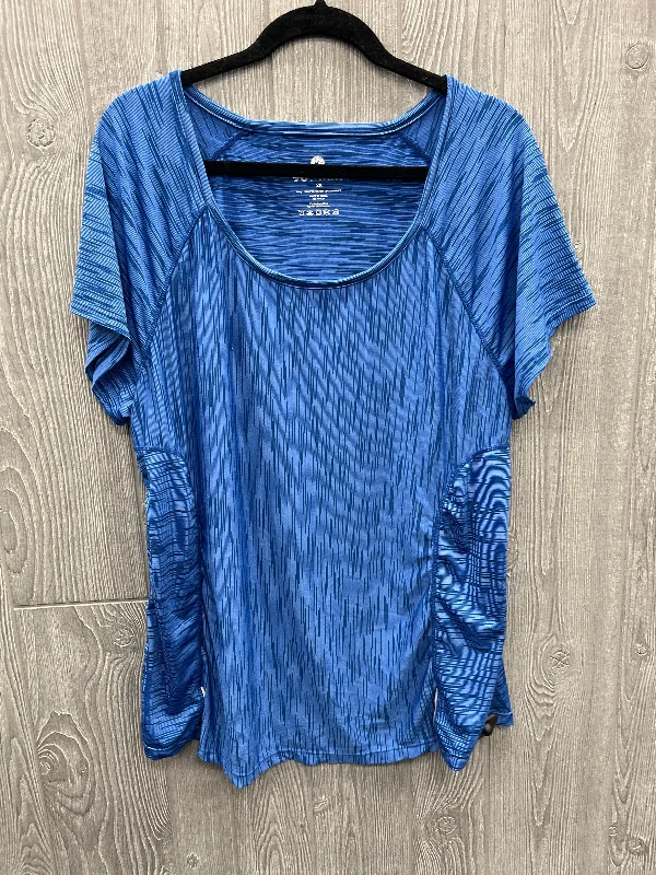 Printed Patterns Athletic Top Short Sleeve By 90 Degrees By Reflex In Blue, Size: 2x