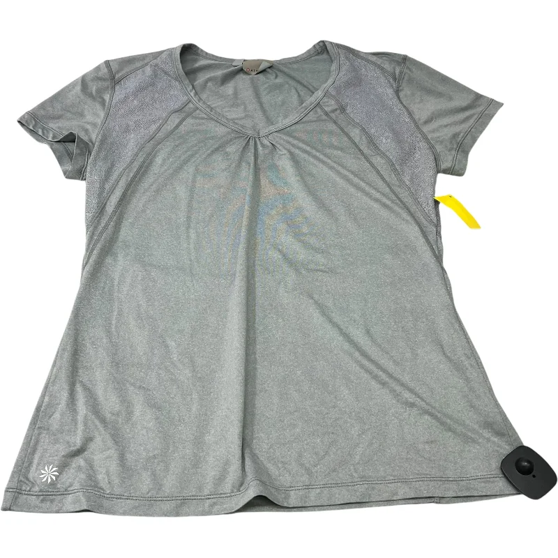 Girl Style Athletic Top Short Sleeve By Athleta In Grey, Size: L