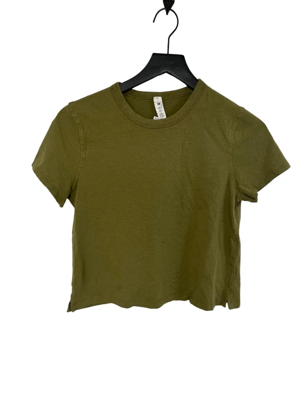 Luxury Style Athletic Top Short Sleeve By Lululemon In Green, Size: 4