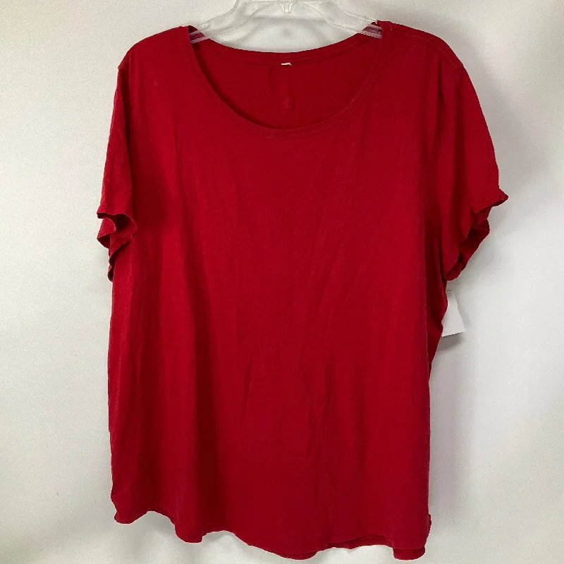 Casual Style Athletic Top Short Sleeve By Lululemon In Red, Size: 20