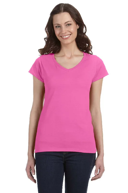 New Season Series Gildan Womens Softstyle Short Sleeve V-Neck T-Shirt - Azalea Pink