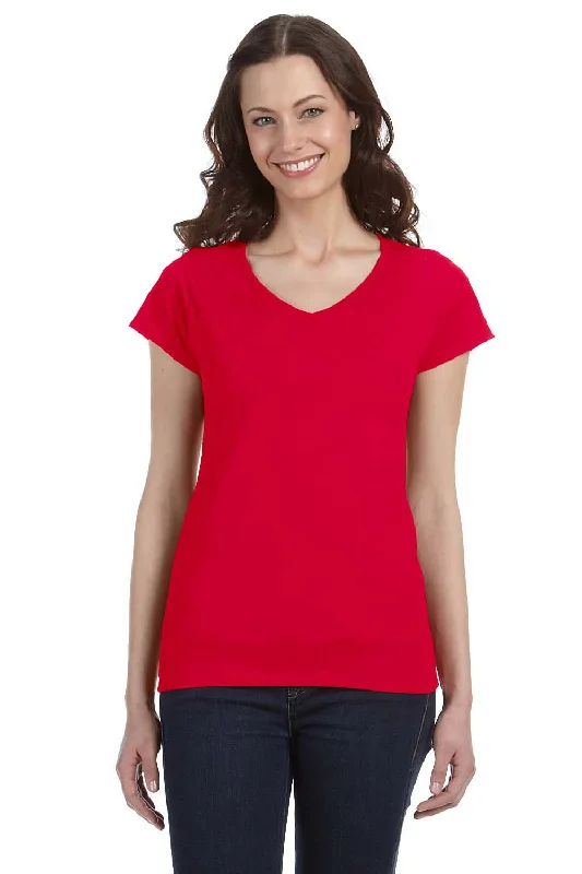 Modern Tailoring Gildan Womens Softstyle Short Sleeve V-Neck T-Shirt - Cherry Red