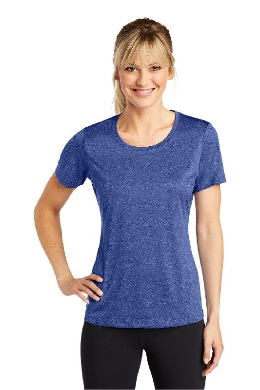 Layered Comfort Sport-Tek Womens Contender Heather Moisture Wicking Short Sleeve Crewneck T-Shirt - Heather Cobalt Blue Layered Comfort Sport-Tek Womens Contender Heather Moisture Wicking Short Sleeve Crewneck T-Shirt - Heather Cobalt Blue