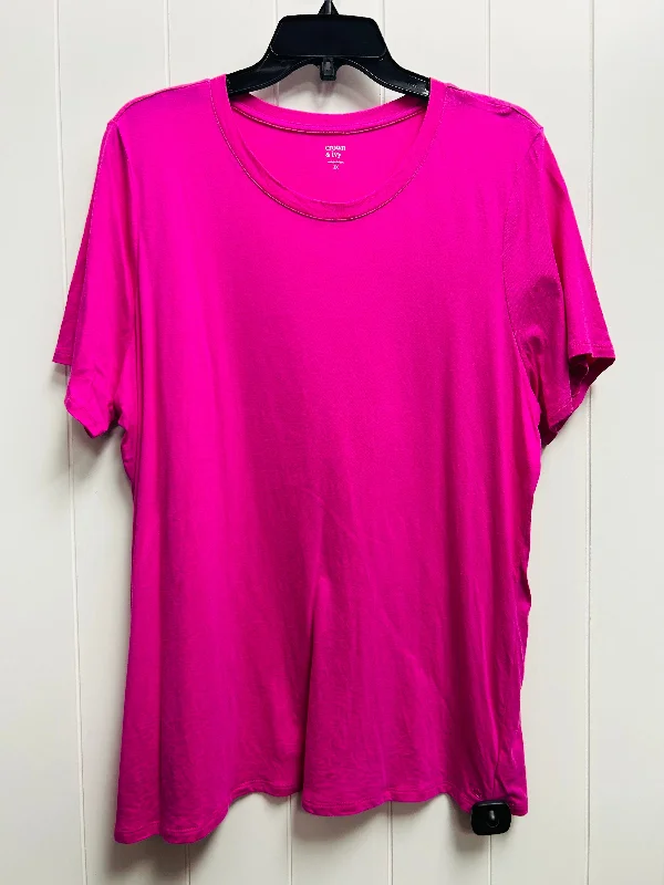 High-quality Styles Top Short Sleeve Basic By Crown And Ivy In Pink, Size: 3x