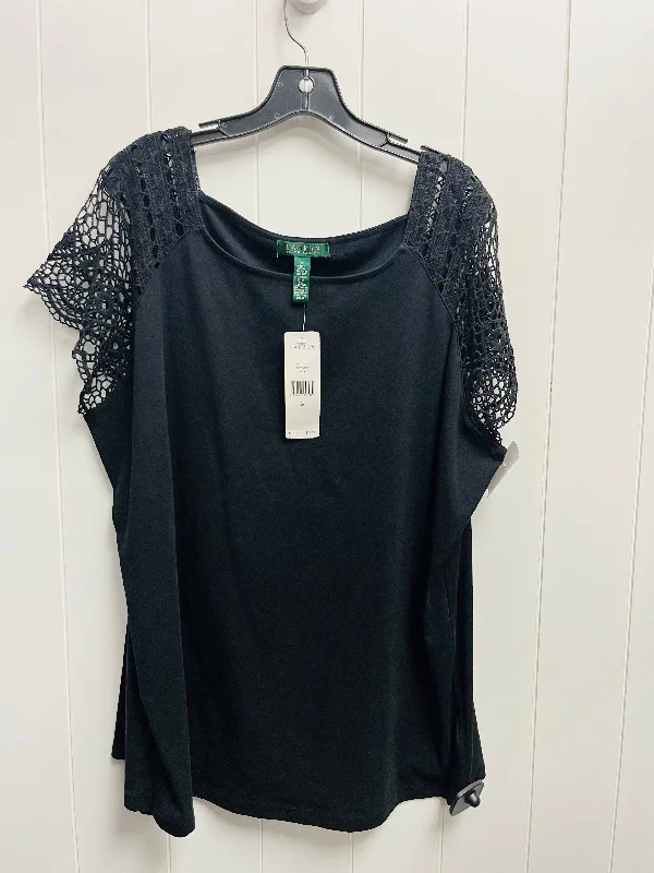 Preview New Products Top Short Sleeve Basic By Lauren By Ralph Lauren In Black, Size: 3x