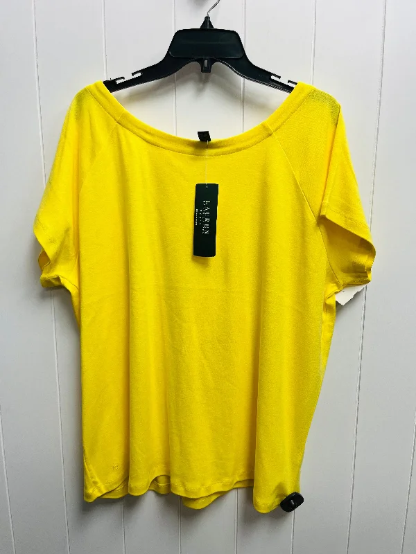 High-end Wear Top Short Sleeve Basic By Lauren By Ralph Lauren In Yellow, Size: 3x