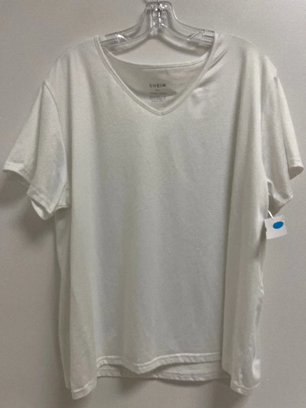 Design Must-have Top Short Sleeve Basic By Shein In White, Size: 3x
