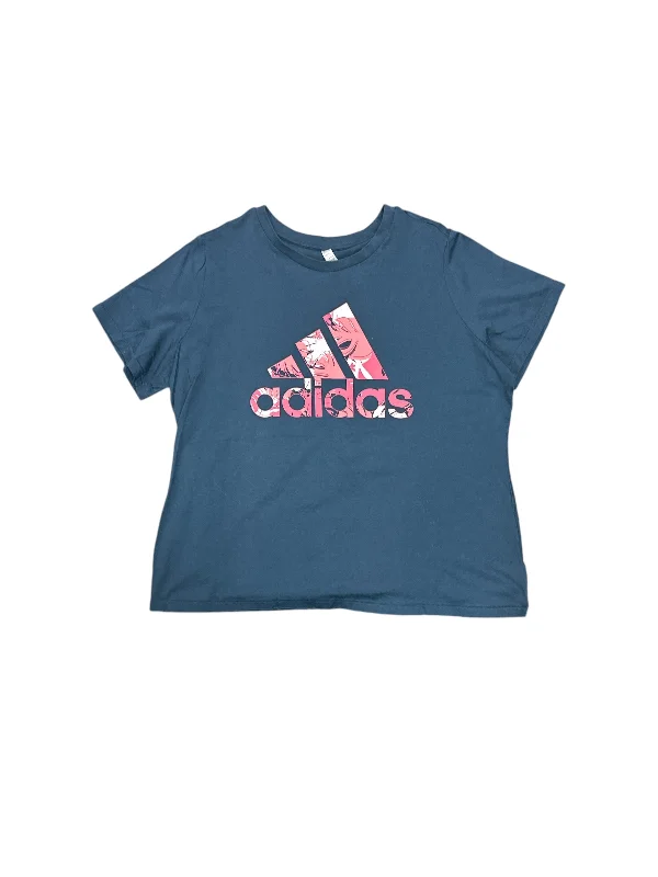 Cozy Fashion Top Short Sleeve By Adidas In Navy, Size: 3x