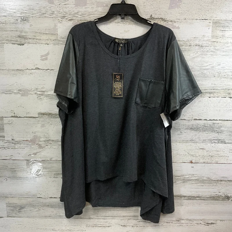 Fashion Elements Top Short Sleeve By Diane Gilman In Black, Size: 3x