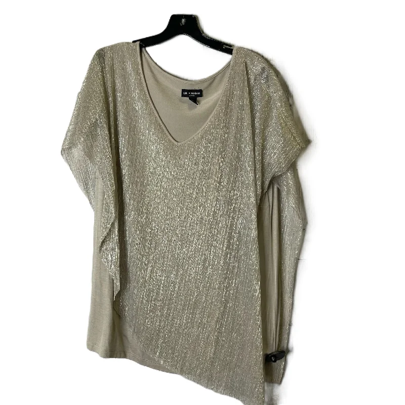 Practical Style Top Short Sleeve By In Studio In Tan, Size: 2x