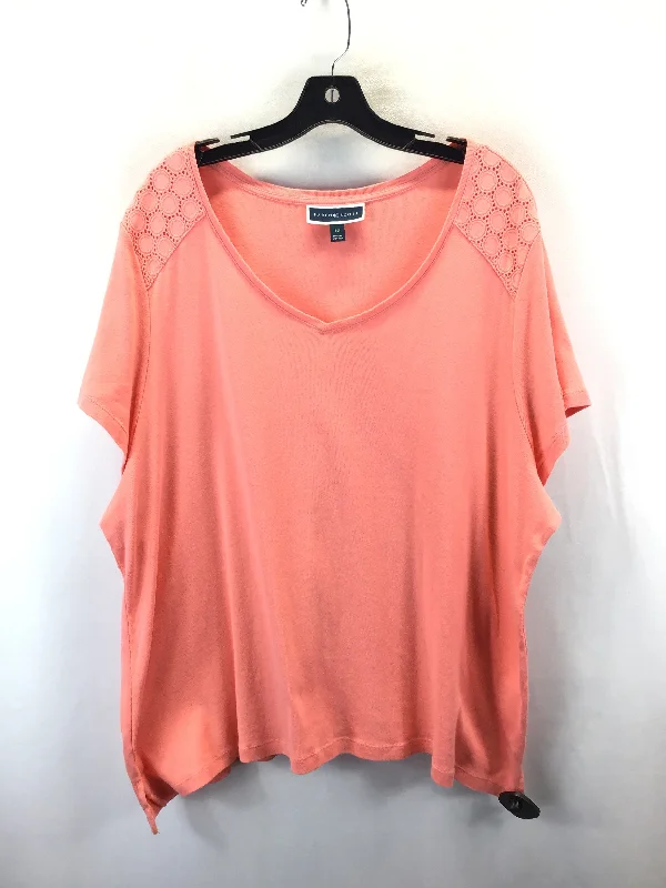 Urban Comfort Top Short Sleeve By Karen Scott In Peach, Size: 3x