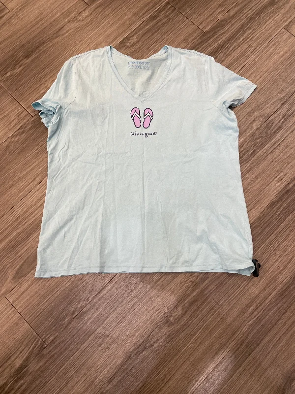 Thin Design Top Short Sleeve By Life Is Good In Blue, Size: 2x