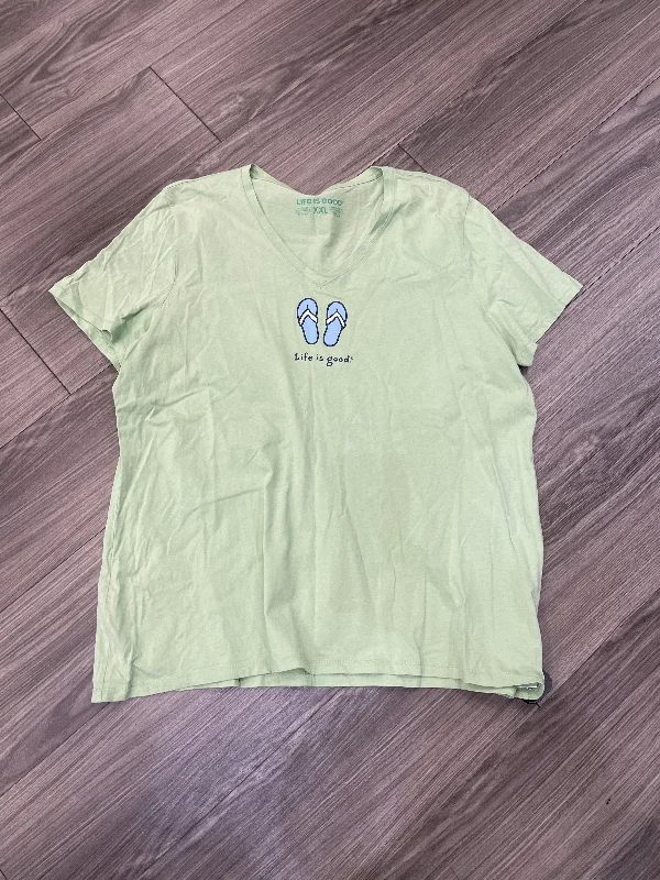 Outdoor Trend Top Short Sleeve By Life Is Good In Green, Size: 2x
