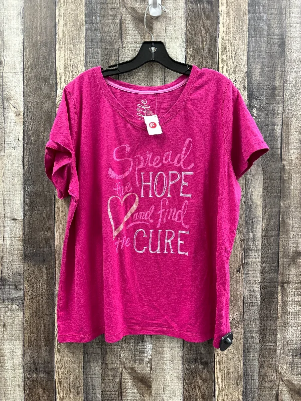 Unique Design Top Short Sleeve By Made For Life In Pink, Size: 3x