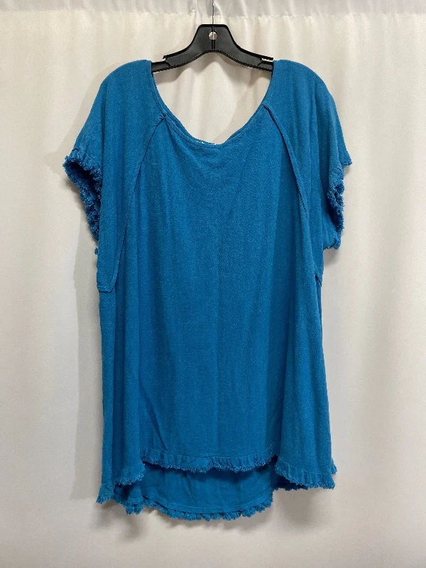High Street Series Top Short Sleeve By Umgee In Blue, Size: 1x