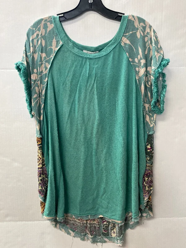 Feminine Charm Top Short Sleeve By Umgee In Teal, Size: 1x
