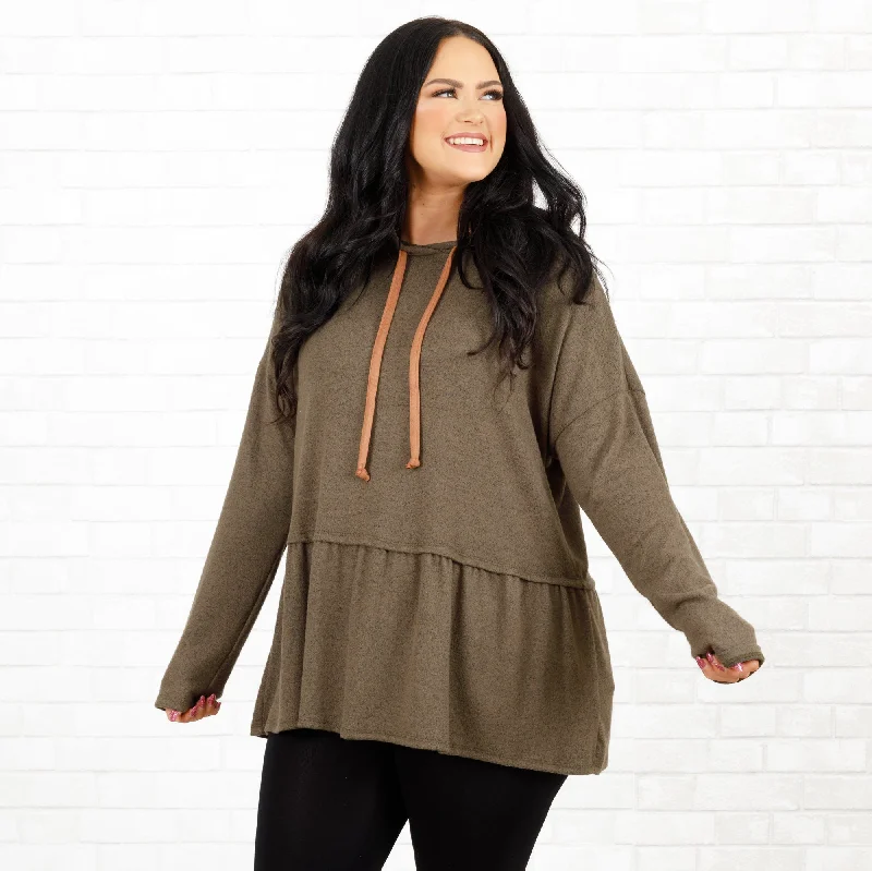 Casual Comfort Wear Flirty Allure Hoodie, Olive