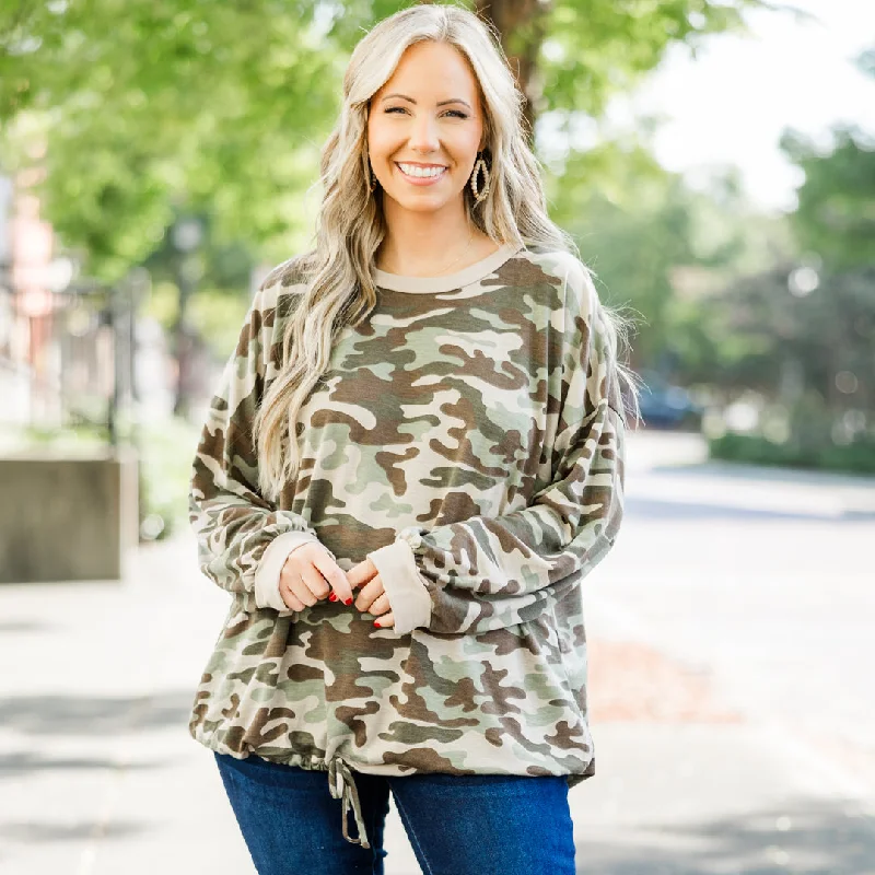 Elegant Design Grounded Thoughts Top, Green