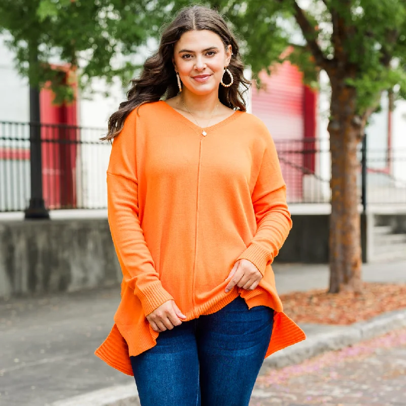 Carefree Style I'm Better Now Sweater, Orange