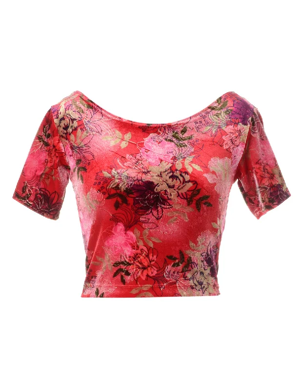 Fresh And Capable Label Velvet Low Back Crop Top
