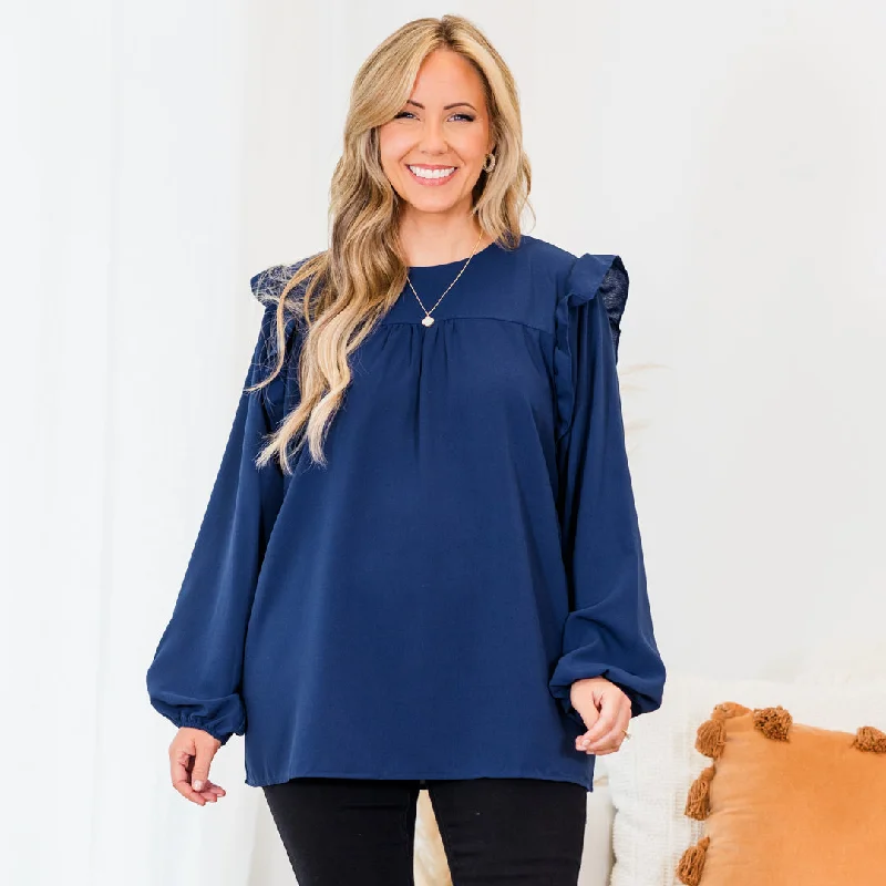 Cozy Outerwear Making More Memories Top, Navy