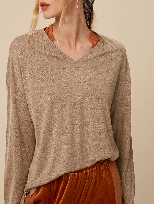 British Style The One Basic Burnout V-Neck Long Sleeve